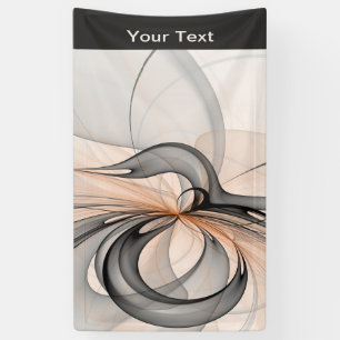 Abstract Anthracite Grey Sienna Fractal Art Custom Banner