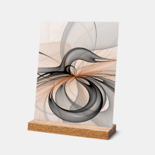 Abstract Anthracite Grey Sienna Modern Fractal Art Acrylic Sign