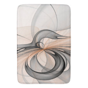 Abstract Anthracite Grey Sienna Modern Fractal Art Bath Mat