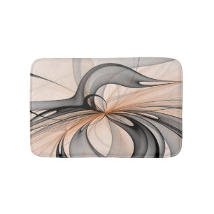 Abstract Anthracite Grey Sienna Modern Fractal Art Bath Mat
