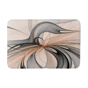 Abstract Anthracite Grey Sienna Modern Fractal Art Bath Mat