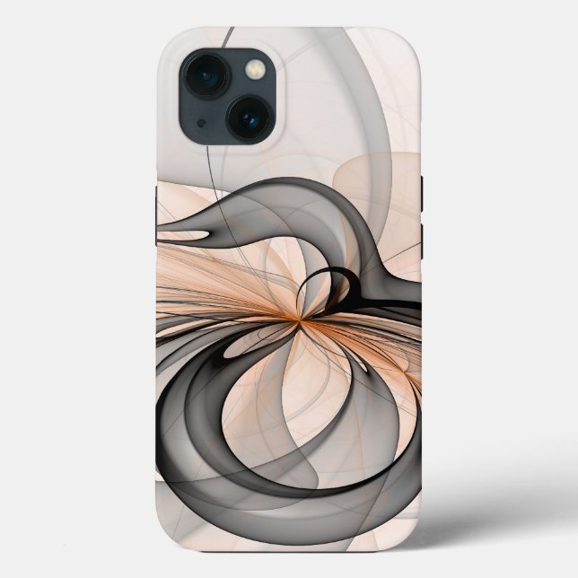 Abstract Anthracite Grey Sienna Modern Fractal Art Case-Mate iPhone Case (Back)