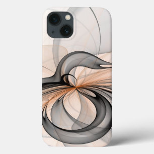 Abstract Anthracite Grey Sienna Modern Fractal Art iPhone 13 Case