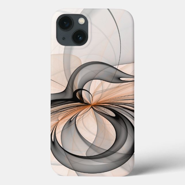 Abstract Anthracite Grey Sienna Modern Fractal Art Case-Mate iPhone Case (Back)