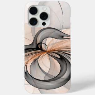 Abstract Anthracite Grey Sienna Modern Fractal Art iPhone 15 Pro Max Case