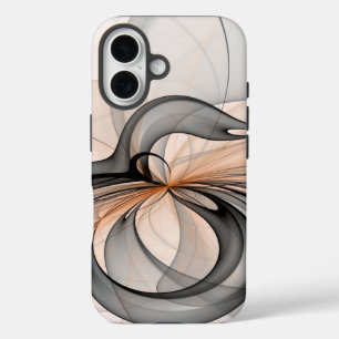 Abstract Anthracite Grey Sienna Modern Fractal Art iPhone 16 Case