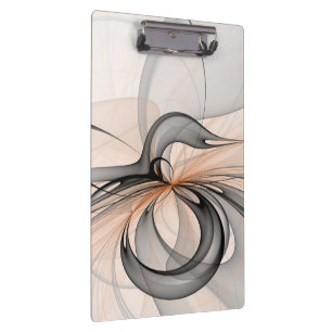 Abstract Anthracite Grey Sienna Modern Fractal Art Clipboard