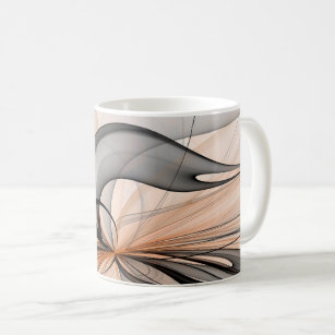 Abstract Anthracite Grey Sienna Modern Fractal Art Coffee Mug