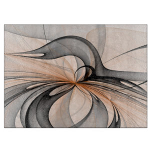 Abstract Anthracite Grey Sienna Modern Fractal Art Cutting Board
