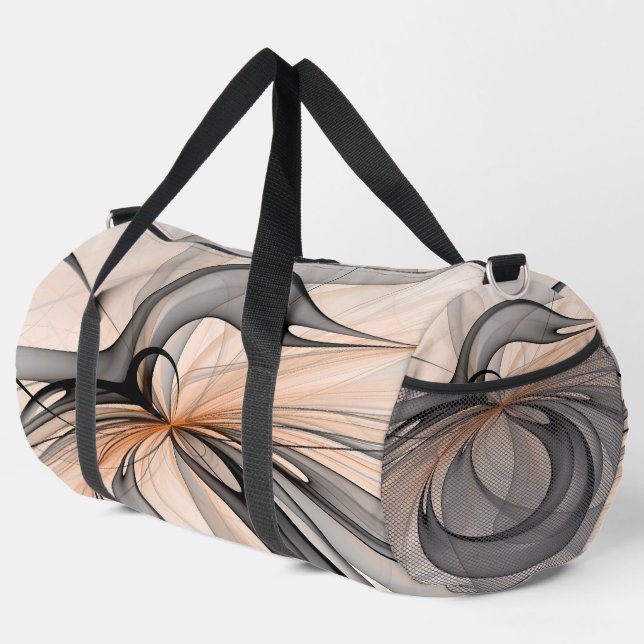 Abstract Anthracite Grey Sienna Modern Fractal Art Duffle Bag (Right Corner)