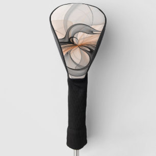 Abstract Anthracite Grey Sienna Modern Fractal Art Golf Head Cover