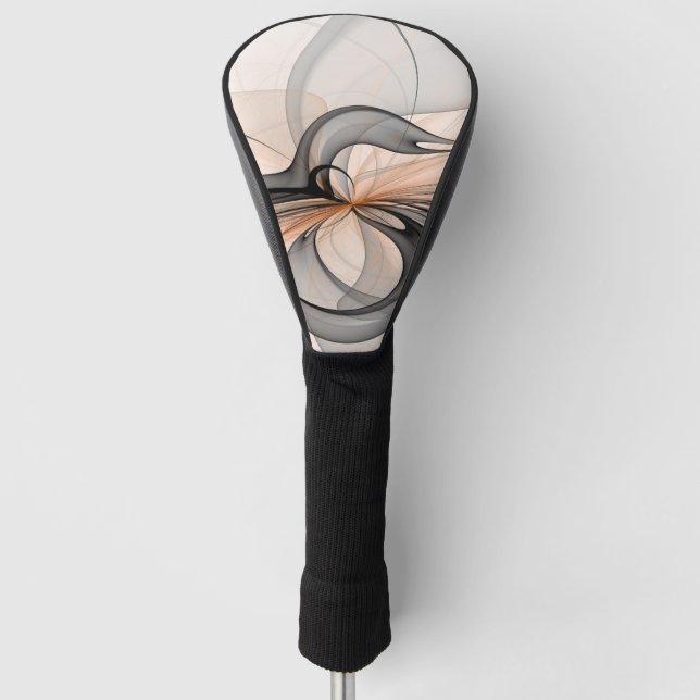 Abstract Anthracite Grey Sienna Modern Fractal Art Golf Head Cover (Front)