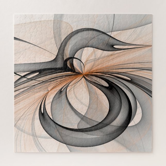 Abstract Anthracite Grey Sienna Modern Fractal Art Jigsaw Puzzle (Vertical)