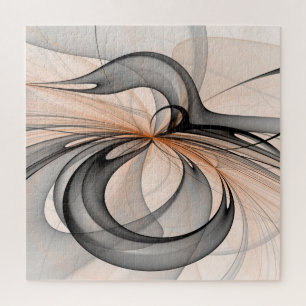 Abstract Anthracite Grey Sienna Modern Fractal Art Jigsaw Puzzle