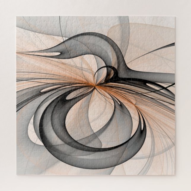 Abstract Anthracite Grey Sienna Modern Fractal Art Jigsaw Puzzle (Vertical)