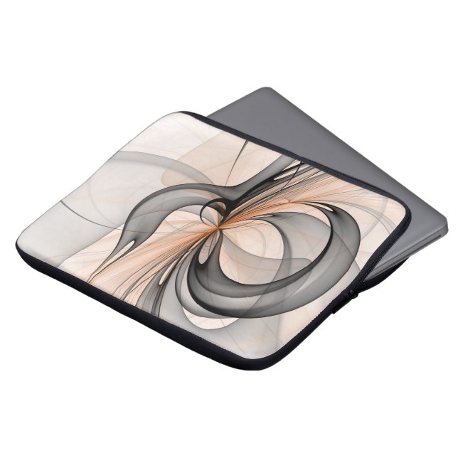 Abstract Anthracite Grey Sienna Modern Fractal Art Laptop Sleeve (Front Top)