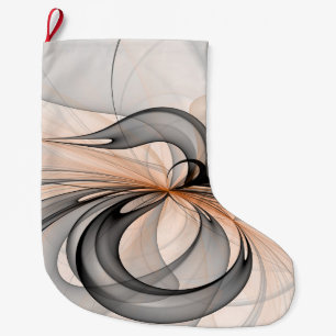 Abstract Anthracite Grey Sienna Modern Fractal Art Large Christmas Stocking