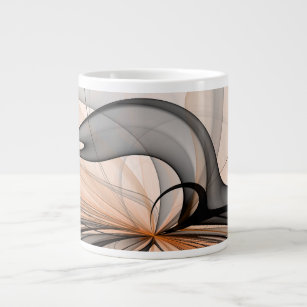 Abstract Anthracite Grey Sienna Modern Fractal Art Large Coffee Mug