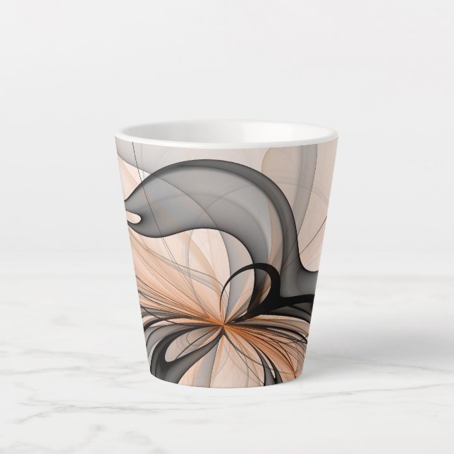 Abstract Anthracite Grey Sienna Modern Fractal Art Latte Mug (Front)