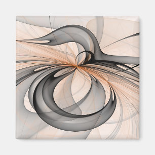 Abstract Anthracite Grey Sienna Modern Fractal Art Magnet