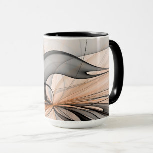 Abstract Anthracite Grey Sienna Modern Fractal Art Mug