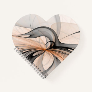 Abstract Anthracite Grey Sienna Modern Fractal Art Notebook