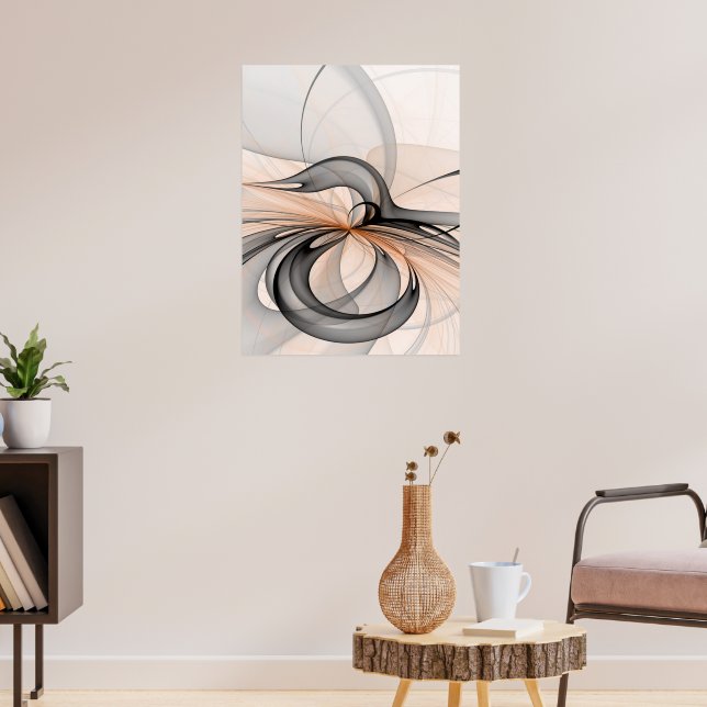Abstract Anthracite Grey Sienna Modern Fractal Art Poster (Living Room 3)