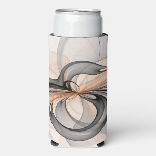 Abstract Anthracite Grey Sienna Modern Fractal Art Seltzer Can Cooler