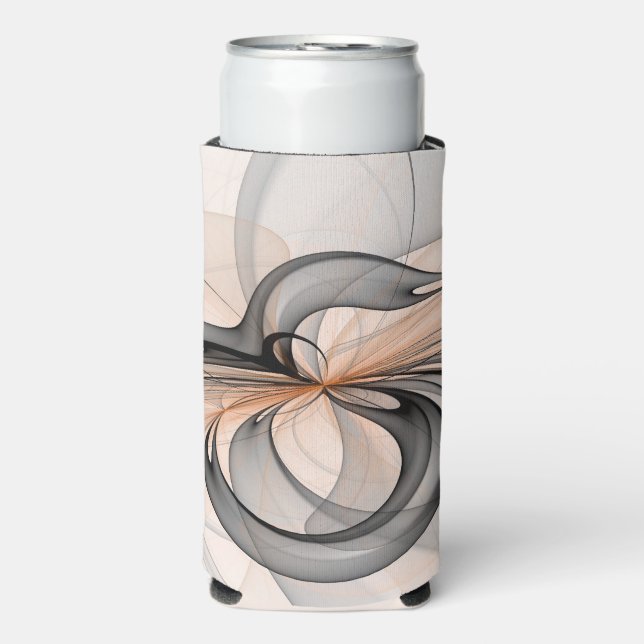 Abstract Anthracite Grey Sienna Modern Fractal Art Seltzer Can Cooler (Seltzer Front)
