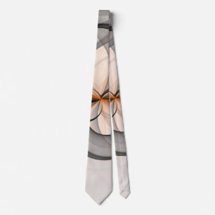 Abstract Anthracite Grey Sienna Modern Fractal Art Tie