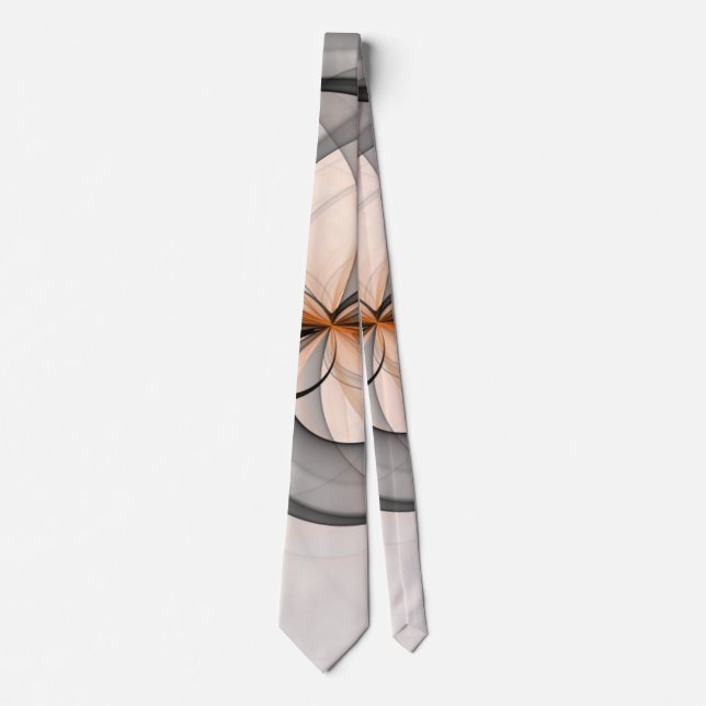 Abstract Anthracite Grey Sienna Modern Fractal Art Tie (Front)