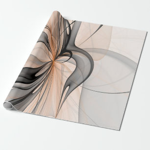 Abstract Anthracite Grey Sienna Modern Fractal Art Wrapping Paper