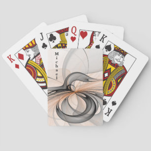Abstract Anthracite Grey Sienna Shape Fractal Name Playing Cards
