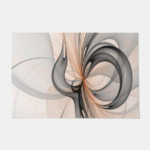 Abstract Anthracite Grey Sienna Shapes Fractal Art Doormat