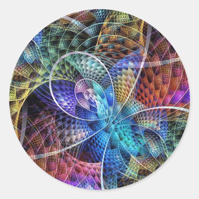 Abstract Apophysis Fractal X Classic Round Sticker (Front)