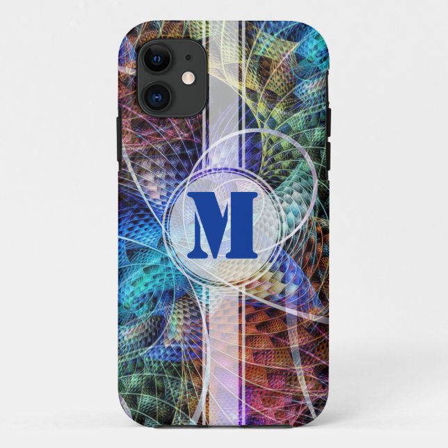 Abstract Apophysis Fractal X + your monogram Case-Mate iPhone Case (Back)