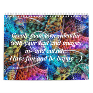 Abstract Apophysis Fractal X + your text & images Calendar