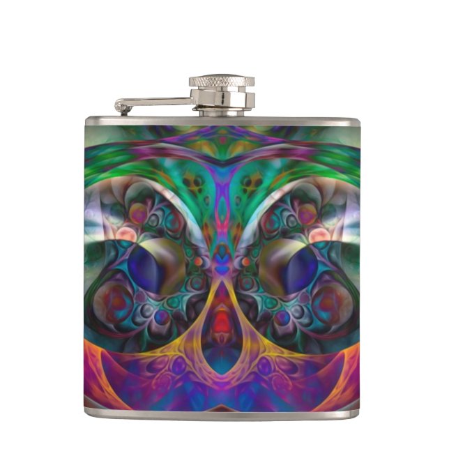 Abstract Apophysis Owl I Hip Flask (Front)
