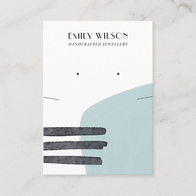 ABSTRACT AQUA BLUE NECKLACE EARRING DISPLAY CARD (Front)