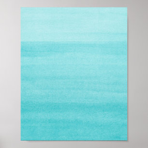 Abstract Aqua Blue Ombre Watercolor Art Poster