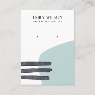 ABSTRACT AQUA BLUE SHAPE STUD EARRING DISPLAY CARD