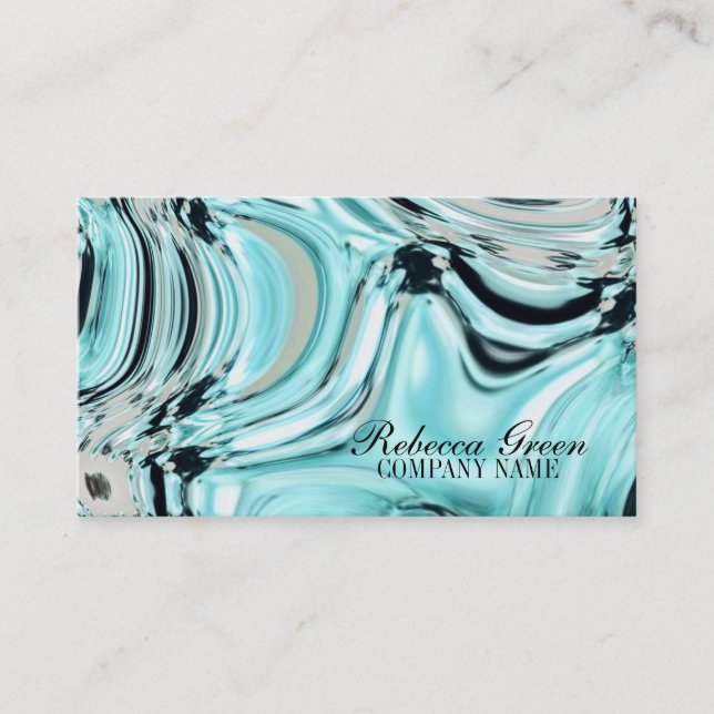 abstract aqua blue watercolor salon SPA Business Card (Front)