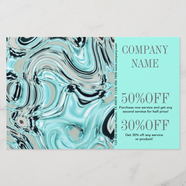 abstract aqua blue watercolor salon SPA Flyer (Front)