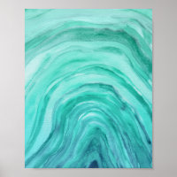 Abstract Aqua Green Agate II Watercolor Art
