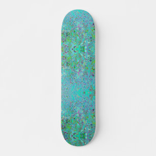 Abstract Aqua Green and Purple Coneflower Garden Skateboard
