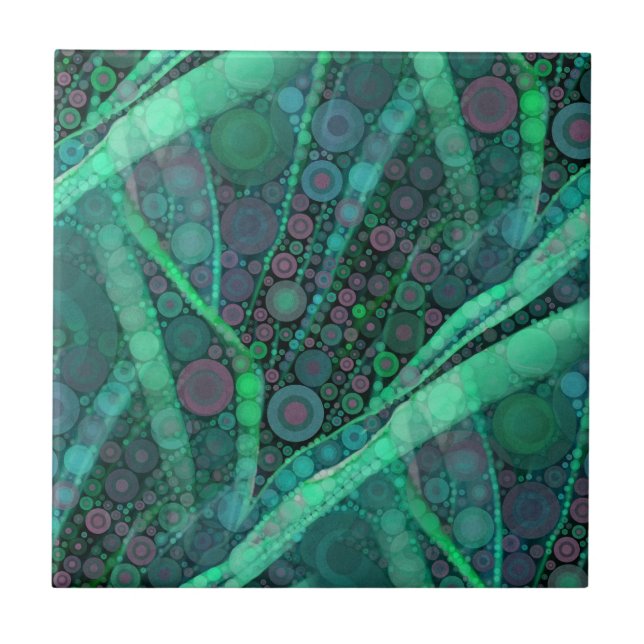 Abstract Aqua Green Purple Retro Circle Mosaic Ceramic Tile (Front)