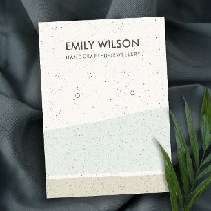 ABSTRACT AQUA GREY CERAMIC WAVES EARRING DISPLAY BUSINESS CARD