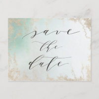 Abstract Aqua Ombre Fade with Frosted Gold Glitter