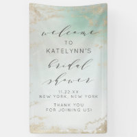 Abstract Aqua Ombre Fade with Frosted Gold Glitter