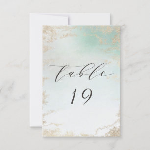 Abstract Aqua Ombre Fade with Frosted Gold Glitter Invitation